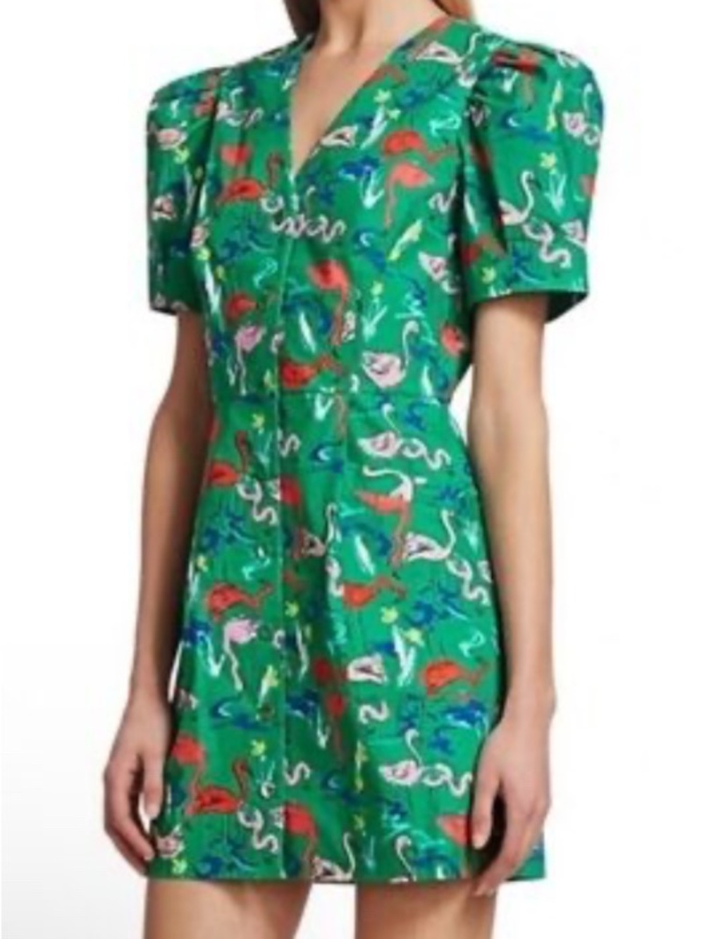NWT Tanya Taylor Augustine Mini Dress Flamingo Green Size 6
